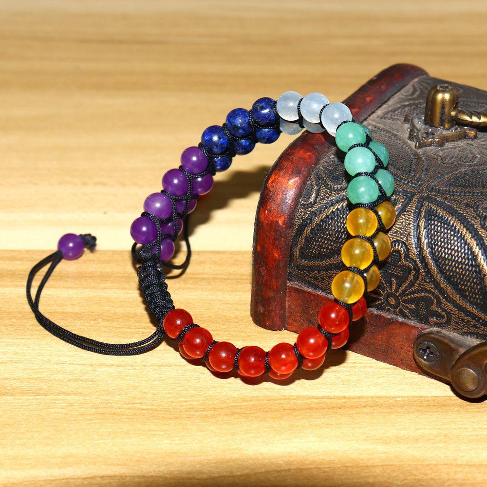 Hand-Woven Round Bead Natural Stone Crystal Double-Layer Woven Couple Bracelet B16