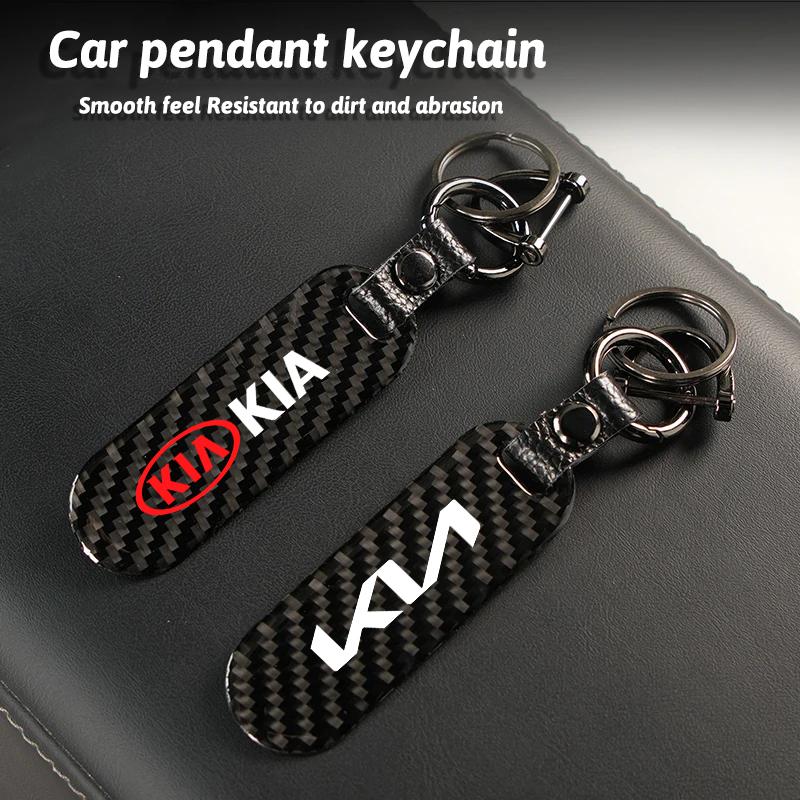 YDHM8 Carbon Fiber Car Decoration Keychain Key Ring for Kia Sportage Ceed Picanto Rio ProCeed Niro 5 3 4 K7 K5 K8 K3 Ray K9