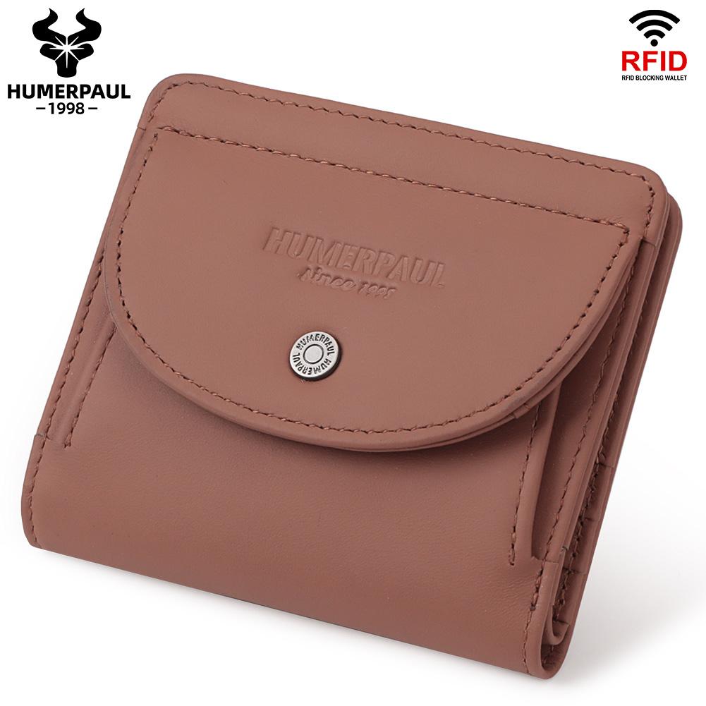 Humerpaul Ladies Clutch First Layer Cowhide Wallet Thin Wallet Large Capacity Coin Bag with Photo Window Coin Purse