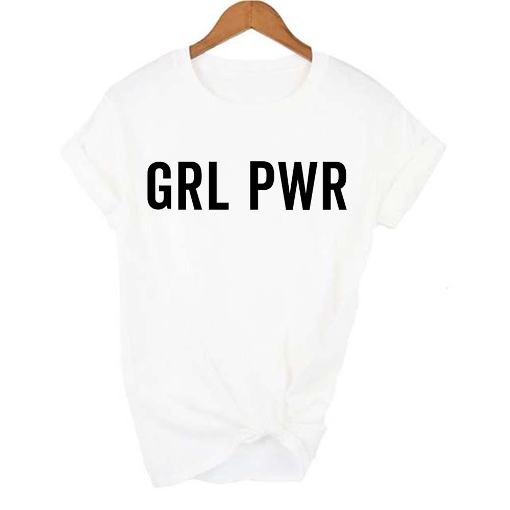 Grl Pwr Print Girl Power Female T Shirt Feminist Shirts 90S Casual Tee Tops Women S