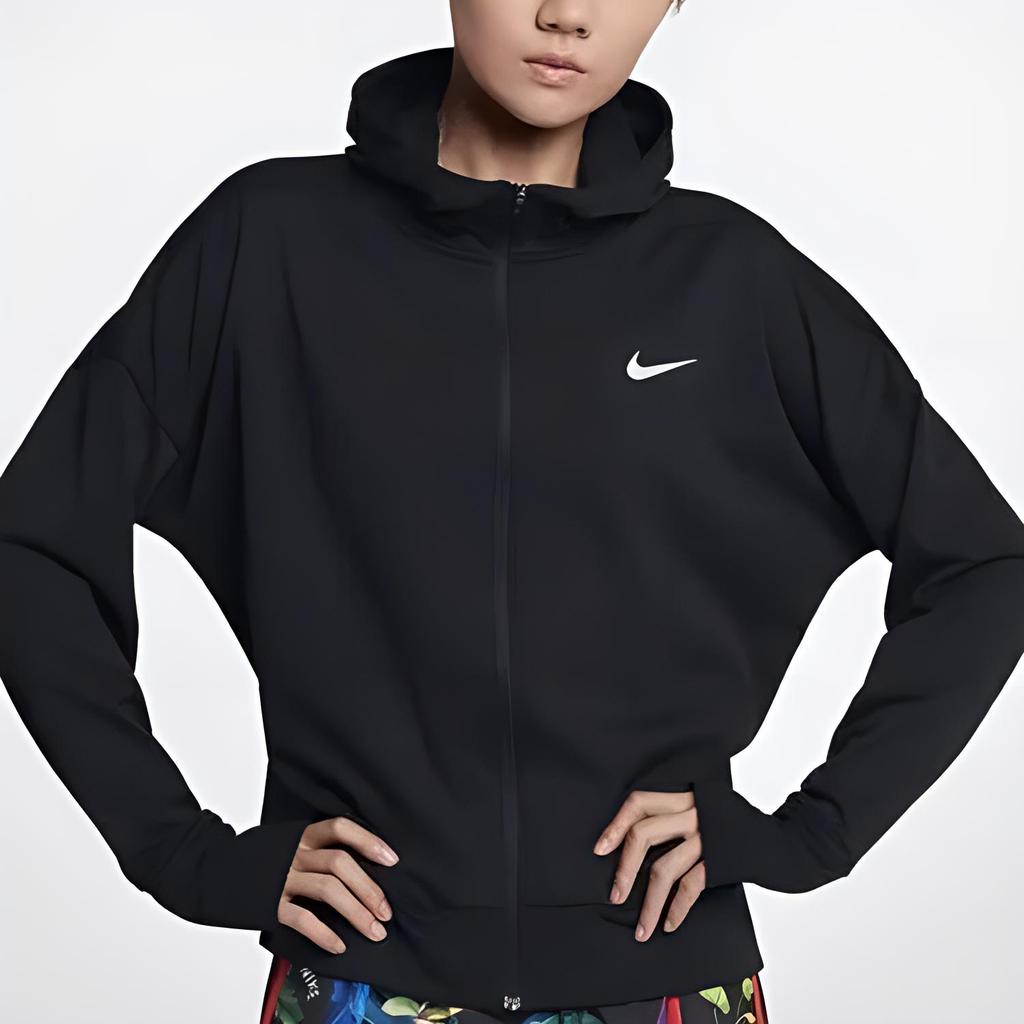 Nike Solid Color Sports Zip Quick-Dry Jacket Women jackets Black AO0323-010
