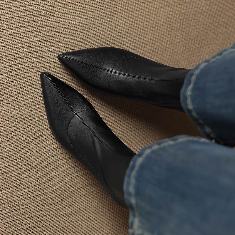 Krazing Pot Microfiber Pointed Toe Thin High Heels Modern Boots Size 42 Zip Women Elastic Ankle Boots