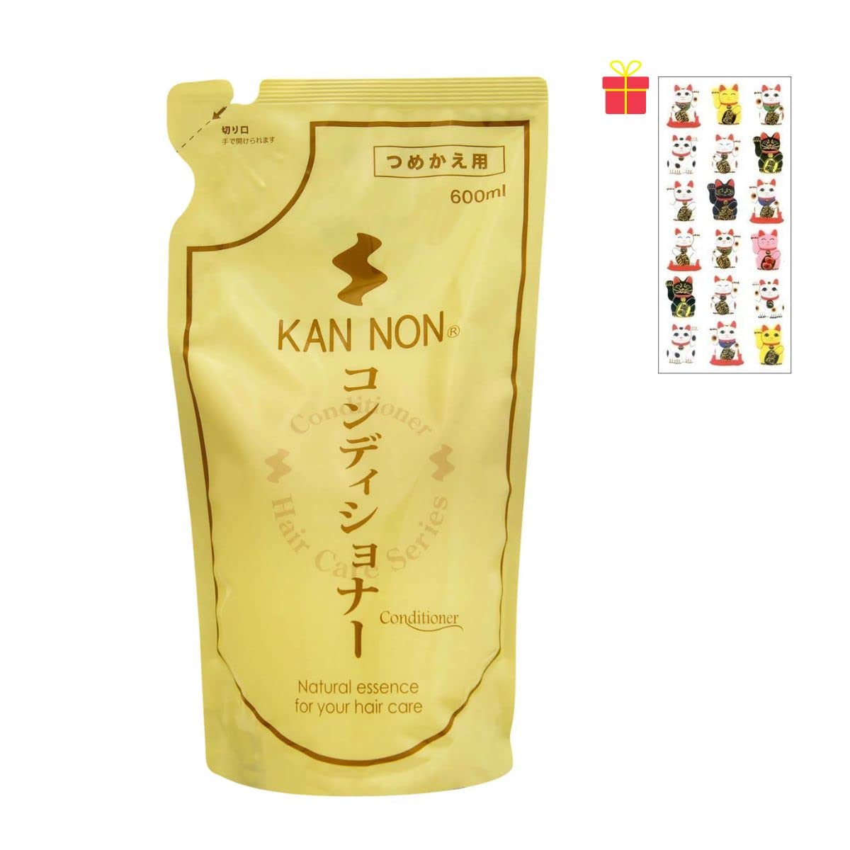 

Kannon Onsen кондиционер для волос Refill 600 мл Money Luck Lucky Cat Made in Japan Hair Care Hot Spring Cosmetics [Набор 6] [Включает наклейку]