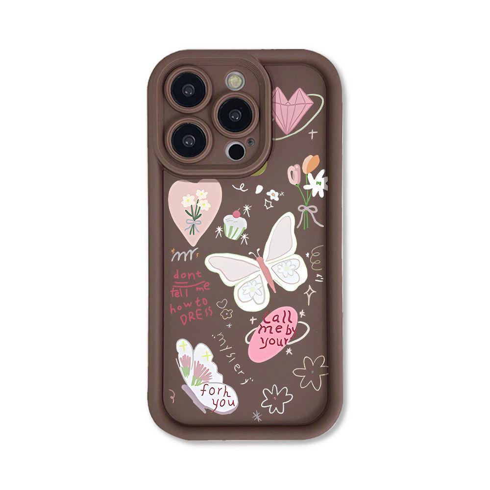 Flower butterfly for iPhone17PorMax mobile phone case 14 Apple 13 matte 12/11 protective case 15