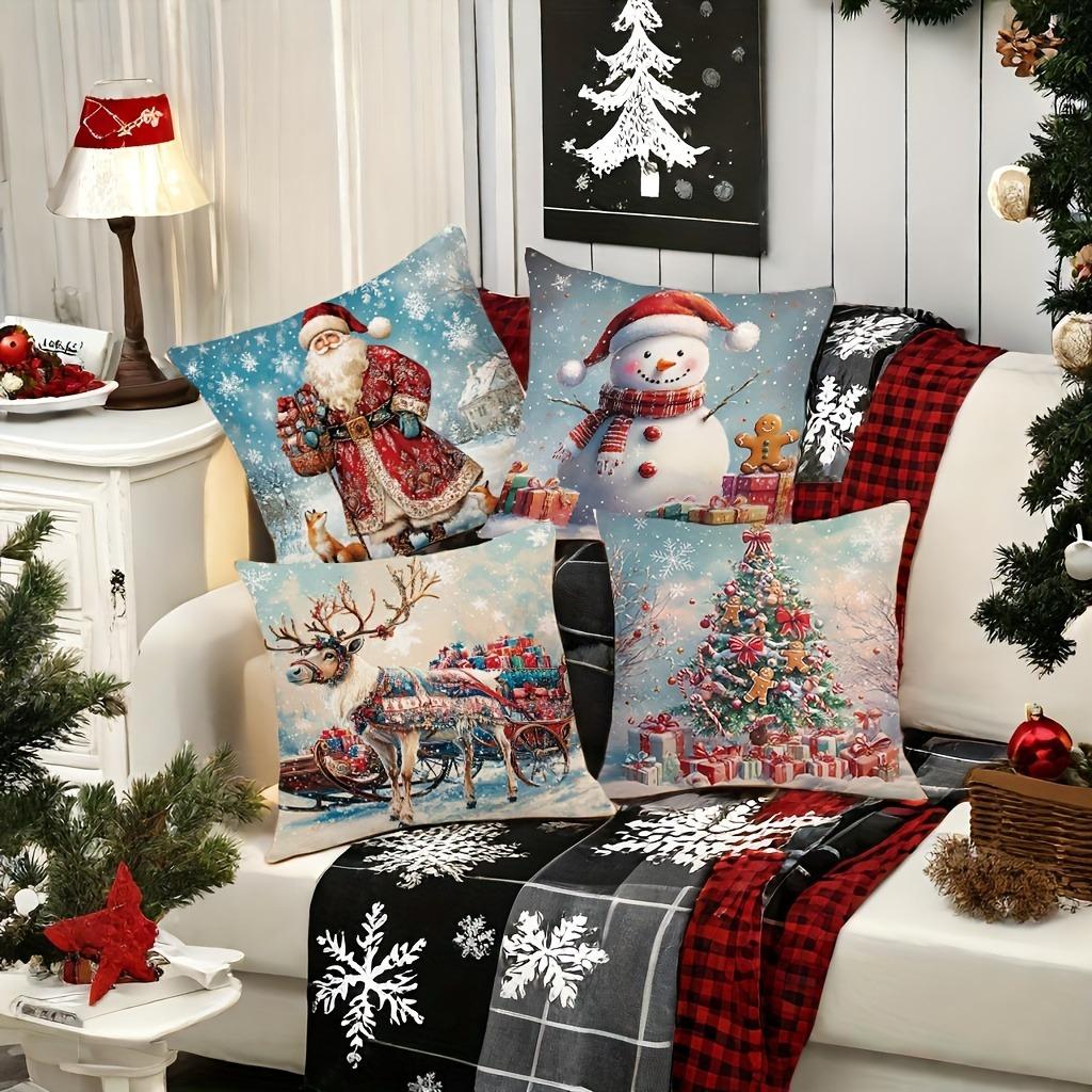 Home Decor Christmas Festive Prints Pillow Covers Pattern Cushion Cover Suitable For Sofa Bedroom Car Pillow Cover