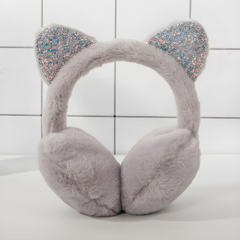 Cute Kitty Animal Earmuffs Foldable/Unfoldable Ear Warmers Winter Warm Plush Outdoor Ear Covers