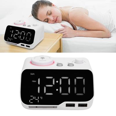 Digital Dual Alarm Clock   Speaker FM Radio Alarm Clock with LED Display for Temperature Day of Week
