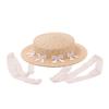 French Bow Decorative Flat Top Straw Hat Summer Holiday Straw Grass Big Edge Hat Women's Seaside Beach Sun Hat
