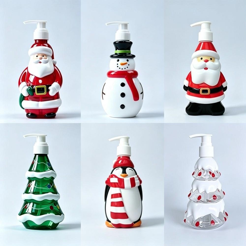 Santa Claus Lotion Dispenser Bottles Snowman Gel Hand Sanitizer Bottle Cosmetic Container Bathroom