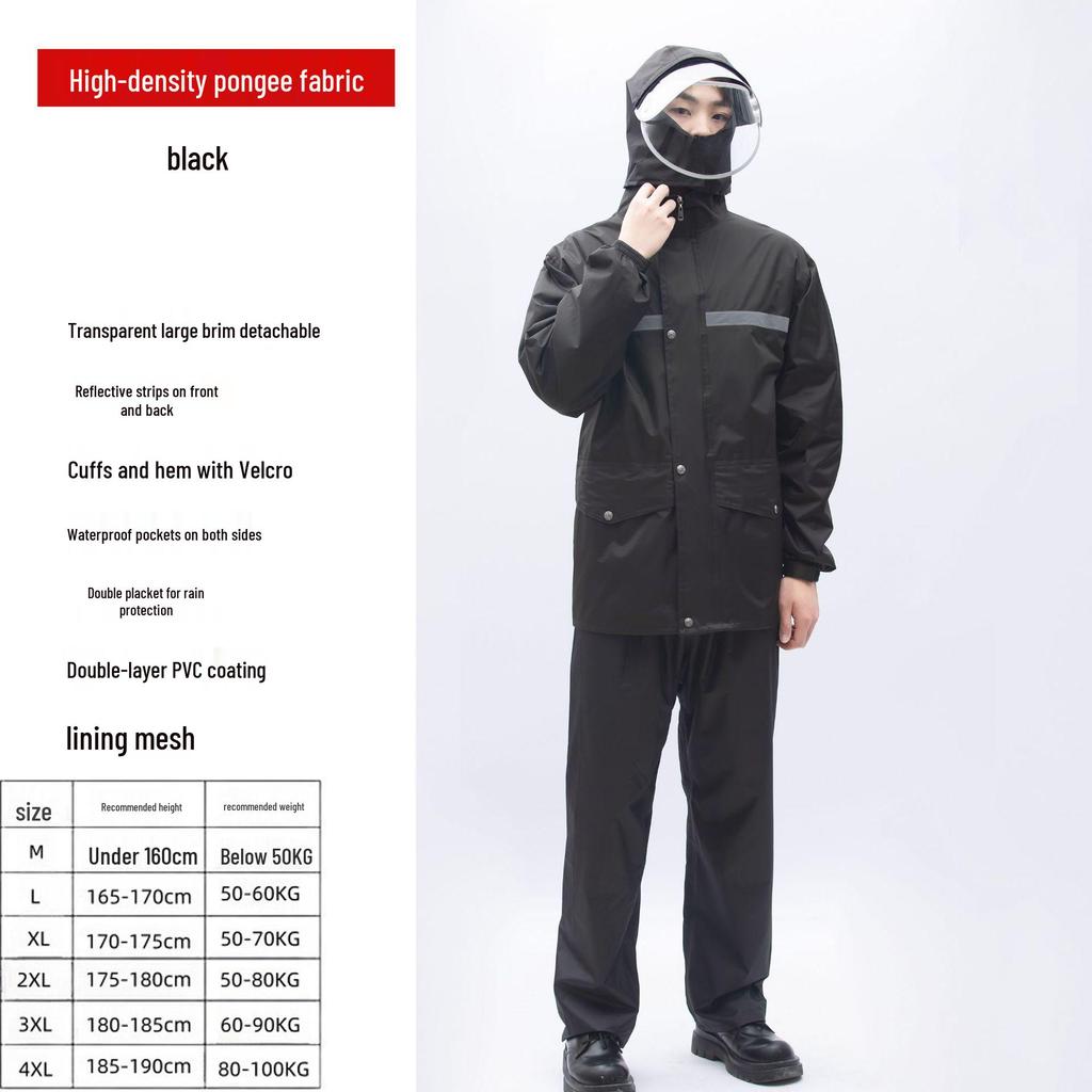 Reflective Raincoat and Pants Set for Electric Motorcycle Riding