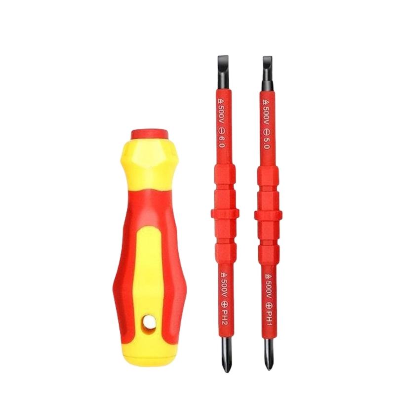 

3 In 1 Insulated Magnetic Screwdriver Set High Hardness Cutter Ergonomic Nonslip Grip For Secure Electrical Repairs 1