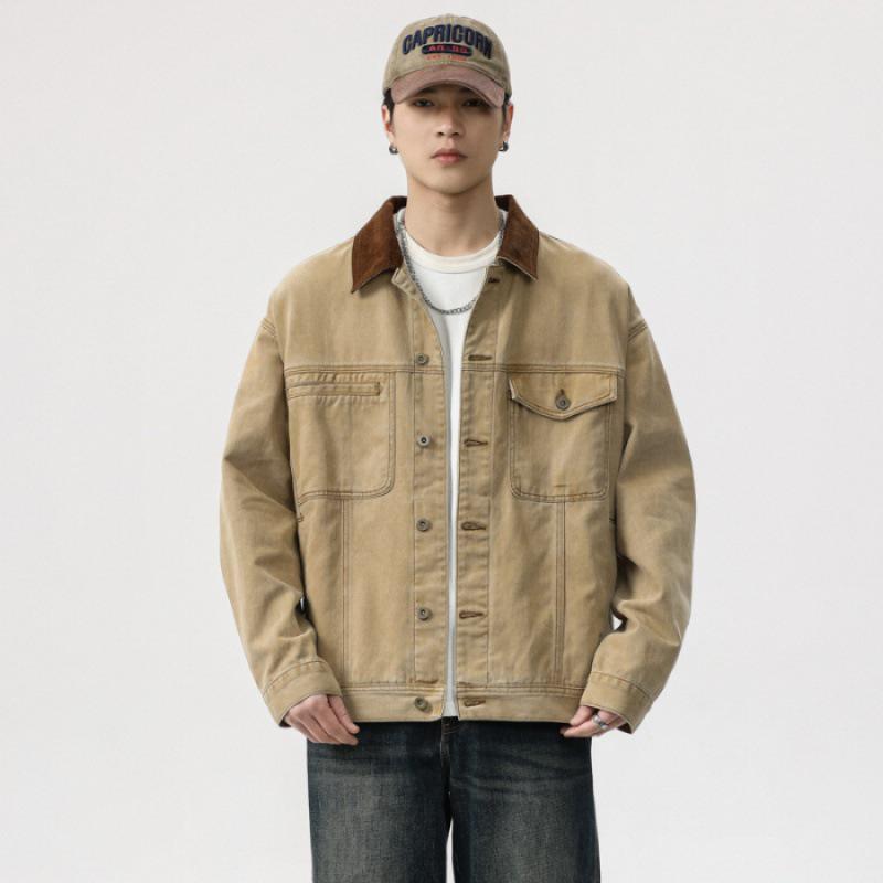 Men's 2024 Retro High-End Denim Jacket: Casual Loose Lapel, Autumn/Winter Style Workwear