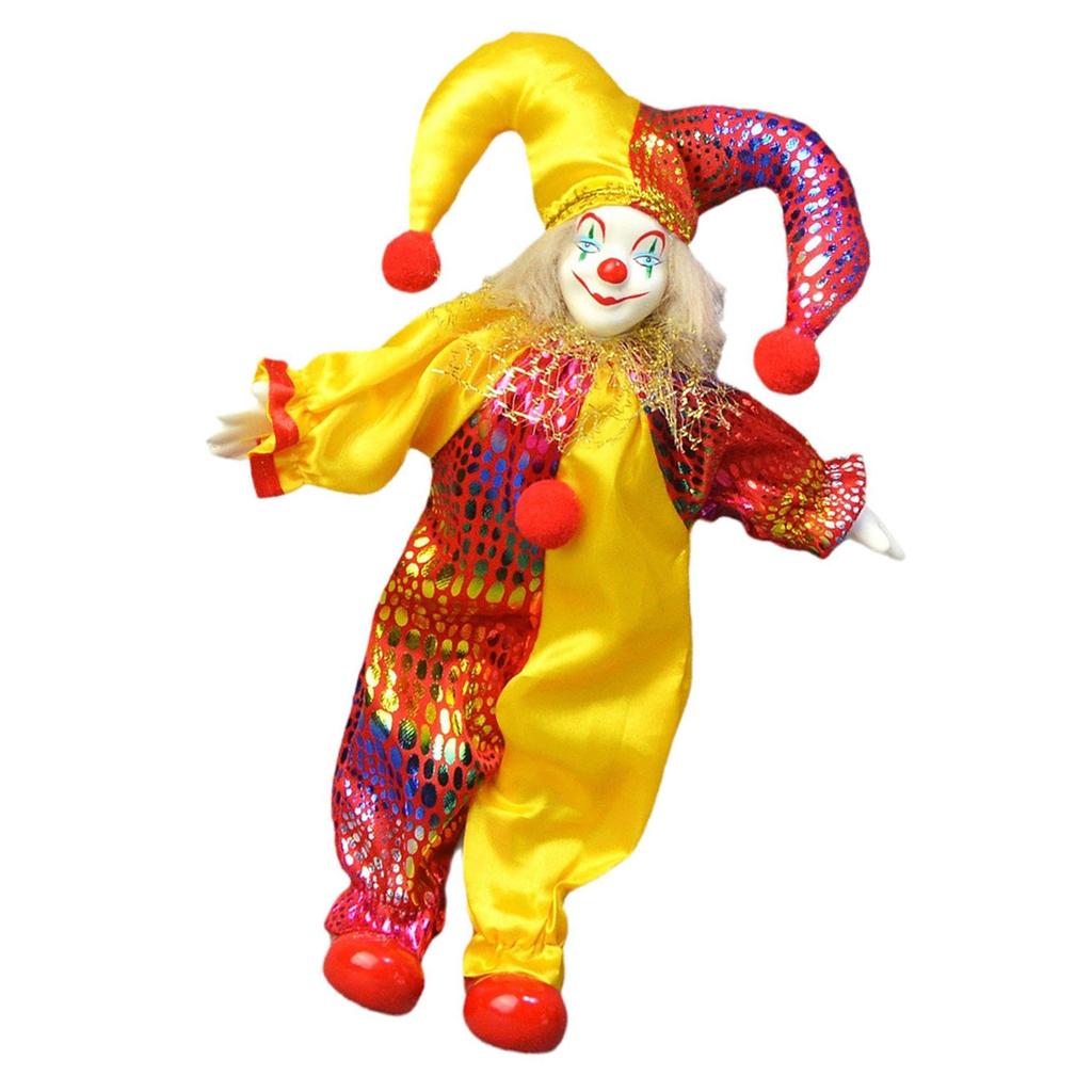 Standing Clown Figurine Handmade Ceramic Clown Figure Doll with Articulated Limb Display Props for Home Holiday Decors