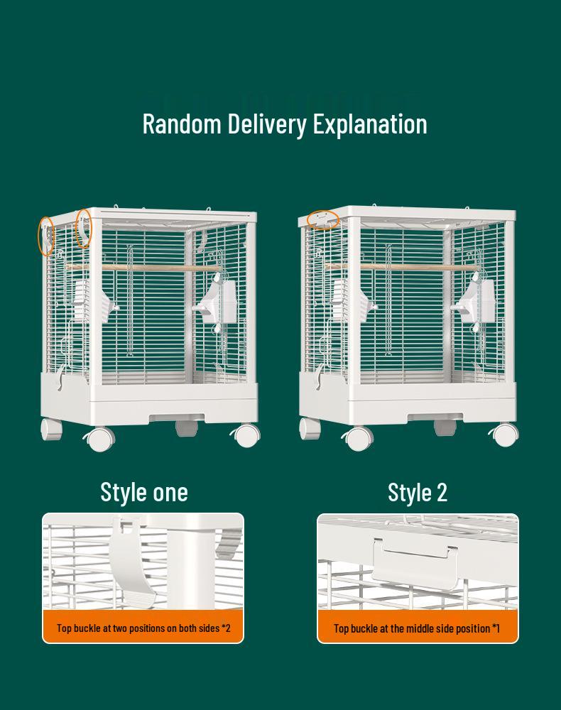 Doppelschichtiger Transparenter Vogelkäfig für Nymphensittiche und Papageien - Groß, Luxuriös, Horizontaler Drahtdesign