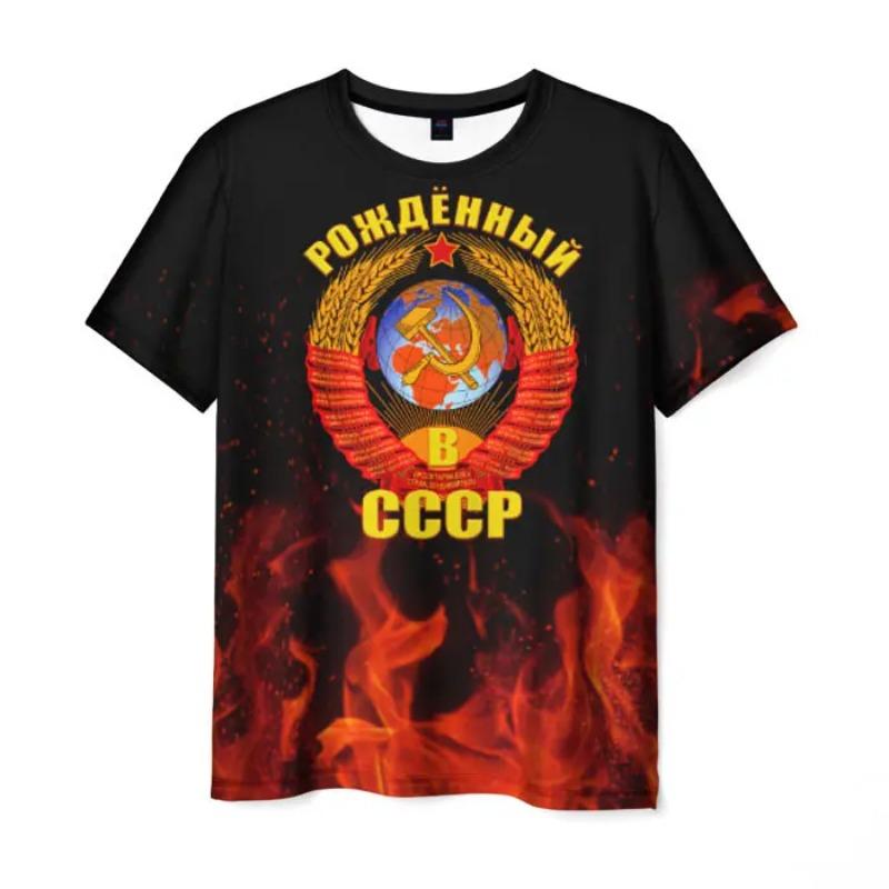 Vintage Russian Men's 3D Printed T-Shirts Fashion Soviet Union Pattern Short Sleeve Tee Shirt Street Tops Clothing Shirt