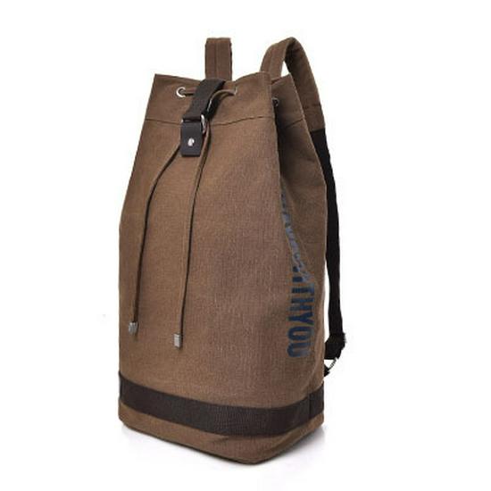 Unisex Canvas Sports Backpack: Round Barrel, Travel & School Laptop Bag for Men