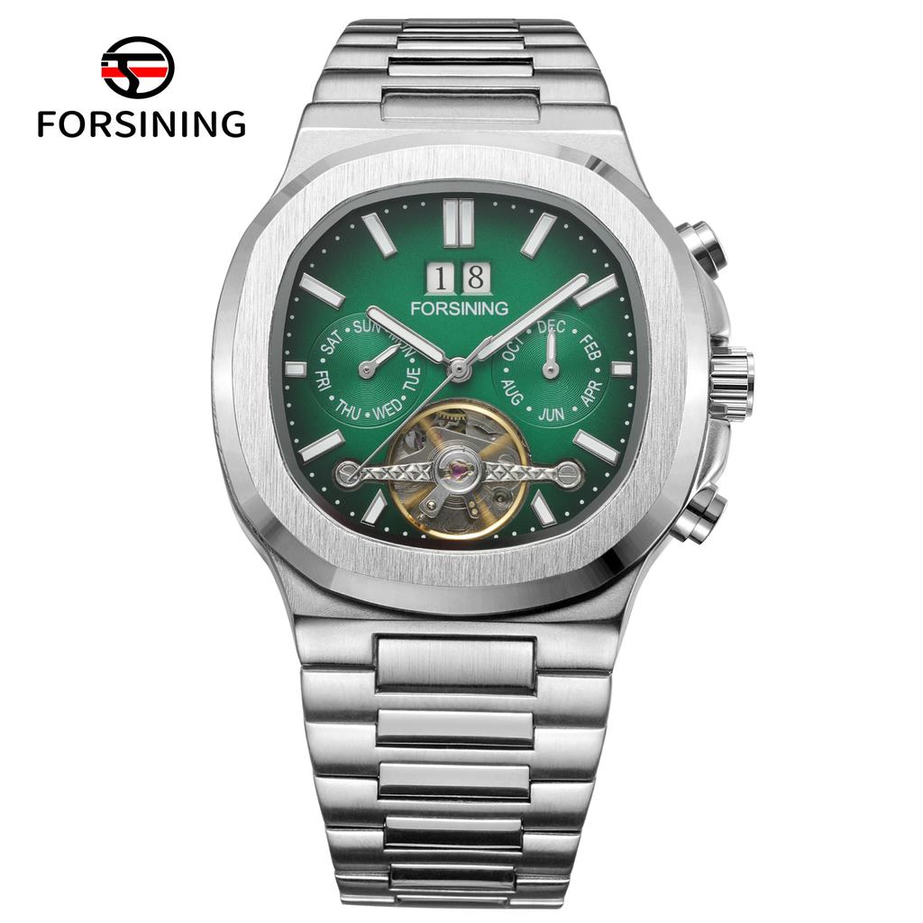 Forsining 481 Militärmann Tourbillon Zeiger Uhr Woche Datum Automatische Mechanische Uhren Edelstahl Uhr Relogio Masculino
