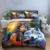 "Tribal Wolf Art Bedding Set" Multiple Sizes Kid's and Adults' Bedroom Exquisite 3PC Bedding Set Gift