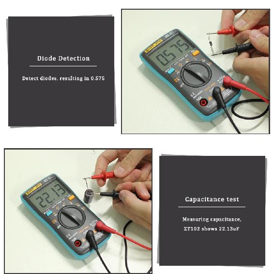 BSIDE Digital Multimeter ZT301 True-RMS DC/DA Voltmeter Ammeter Multimetro DMM Resistance Ohm Cap Hz Temp Tester