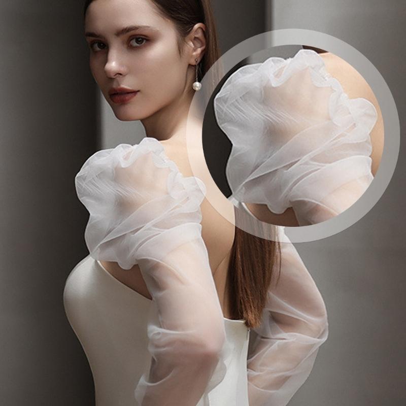 Seethrough Arm Sleeves Sheer Gloves For Bride Wedding Gowns And Formal Occasion Shoulder Length Gloves for Banquets