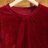 Women's Embroidered Velvet Blouse  Autumn Winter Crew Neck Long-sleeve Velvet T-shirt Solid Color Pullover