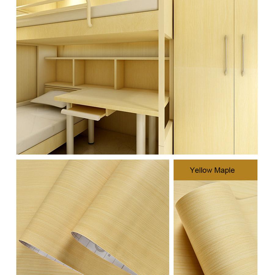 Wood Pattern Stickers Self-Adhesive Wallpaper Waterproof Background Wall Kitchen Cabinets Table Old Furniture Refurbished Film