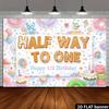 2D Pastel Sweet Half Birthday Background Cloth, Baby Photo Booth Tapestry
