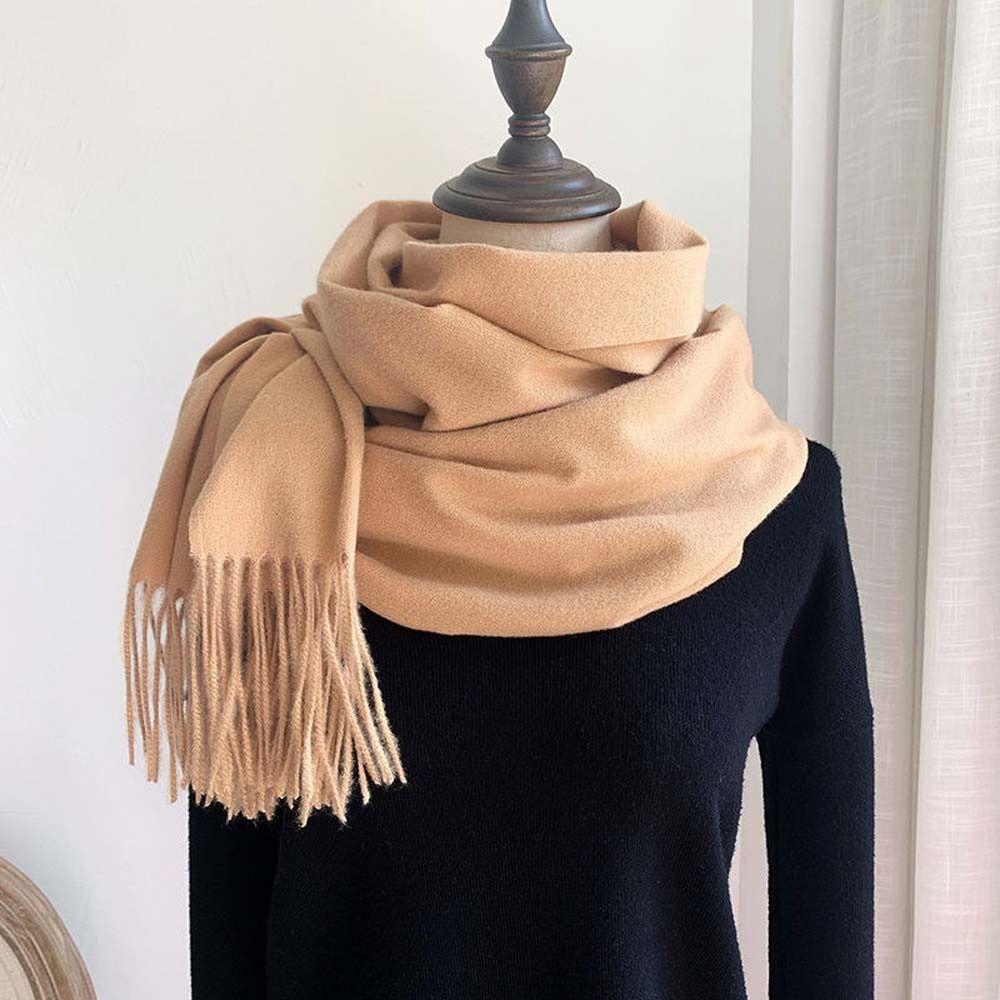 Soft Winter Neck Scarves Tassel Pure Color Shawl Fashion Scarf Travel