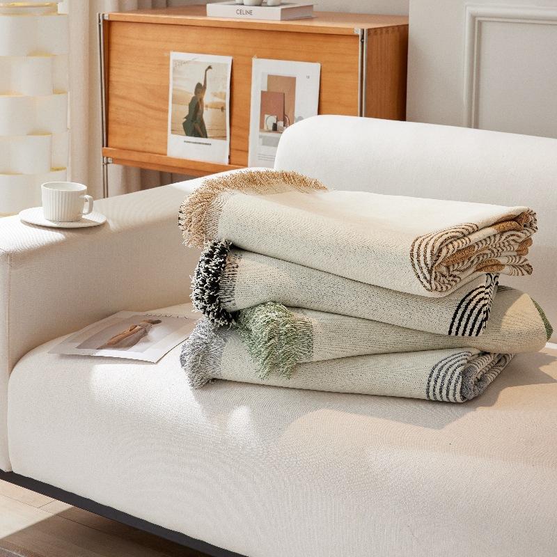 Stripe Geometry Chenille Living Room Sofa Towel Four Seasons Universal Couch Blanket Soft Non Slip Sofa Full Protective Cover