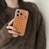 Autumn/Winter Orange-Brown Plaid iPhone 17 Pro Max Case - Trendy Double Layer Design