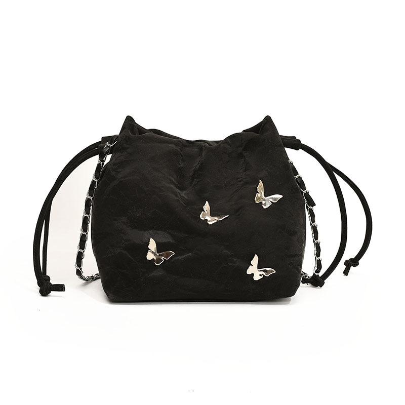 Fashion casual chain messenger bag summer simple pumping strap personalized butterfly shoulder bag new bucket women's bag