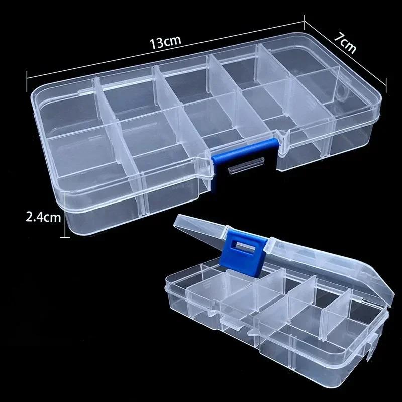 Transparent Plastic Storage Jewelry Box Plastic Compartment Adjustable Container Storage Boxes Beads Ring Earring Organizer Case