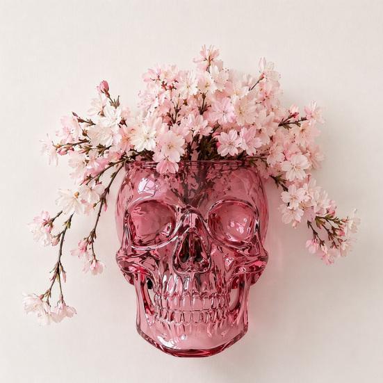 Gothic Skull Wall Vase Tabletop or Wall Mounted Flower Vase Translucent Skull Vase