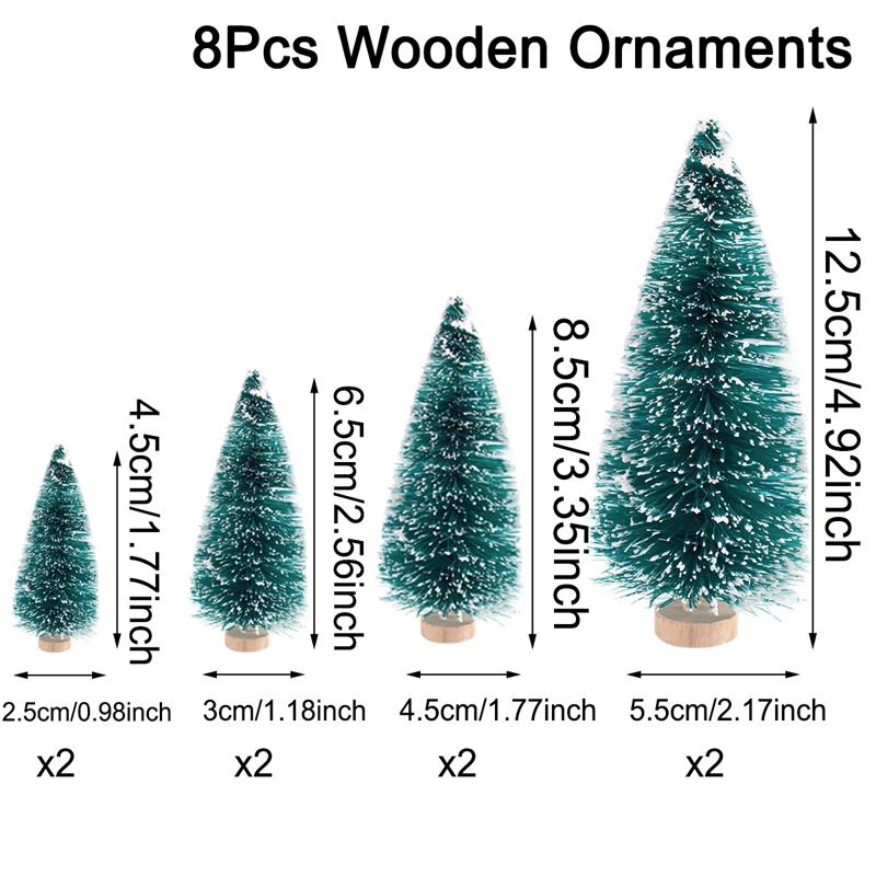 8pcs Artificial Mini Christmas Pine Tree Wooden Multicolor Neol Xmas Tabletop Ornament Decor Christmas Decorations for Home