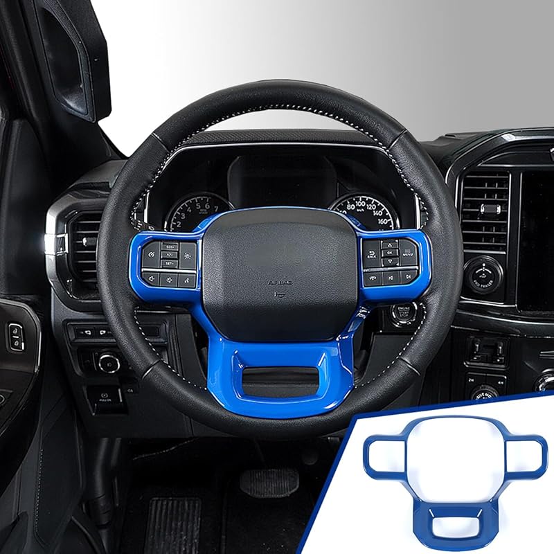 GZXinWei Chrome Interior Upgrade Accessories for Ford F150 Raptor 2021 2022 2023 Steering Wheel Frame Trim Cover Panel Protector Sticker Decortion