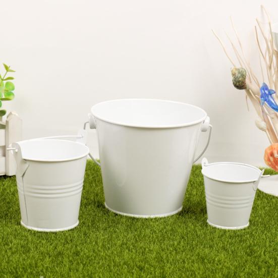 3Pcs Miniature Tin Bucket 1/12 Scale Hanging Small Bucket Multi-purpose Metal Bucket with Handle Dollhouse Accessories