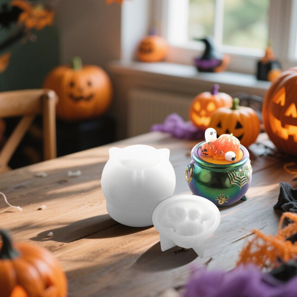 Witch Cauldron Mold, Halloween Silicone Molds,  Cauldron Epoxy Resin Molds Candle Soap Craft Making Halloween Decorations