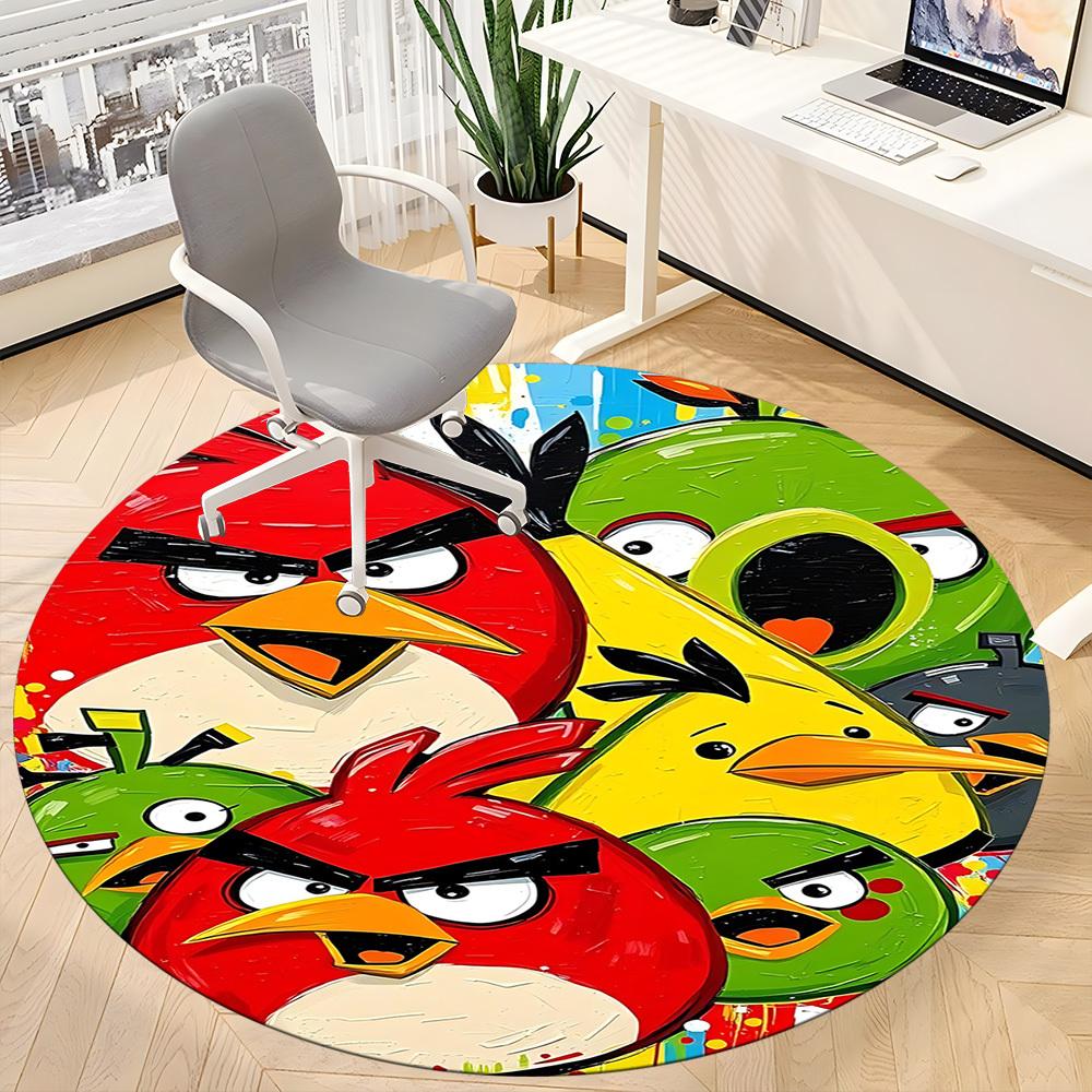 1pc Angry Birds Office Round Area Rug, Under Office Chairs Bedroom Living Room Home Decor, Room Decoa1016153