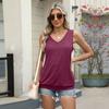 Women's Spring and Summer New V-neck Solid Colour Vest Loose Sleeveless T-shirt Casual Tops