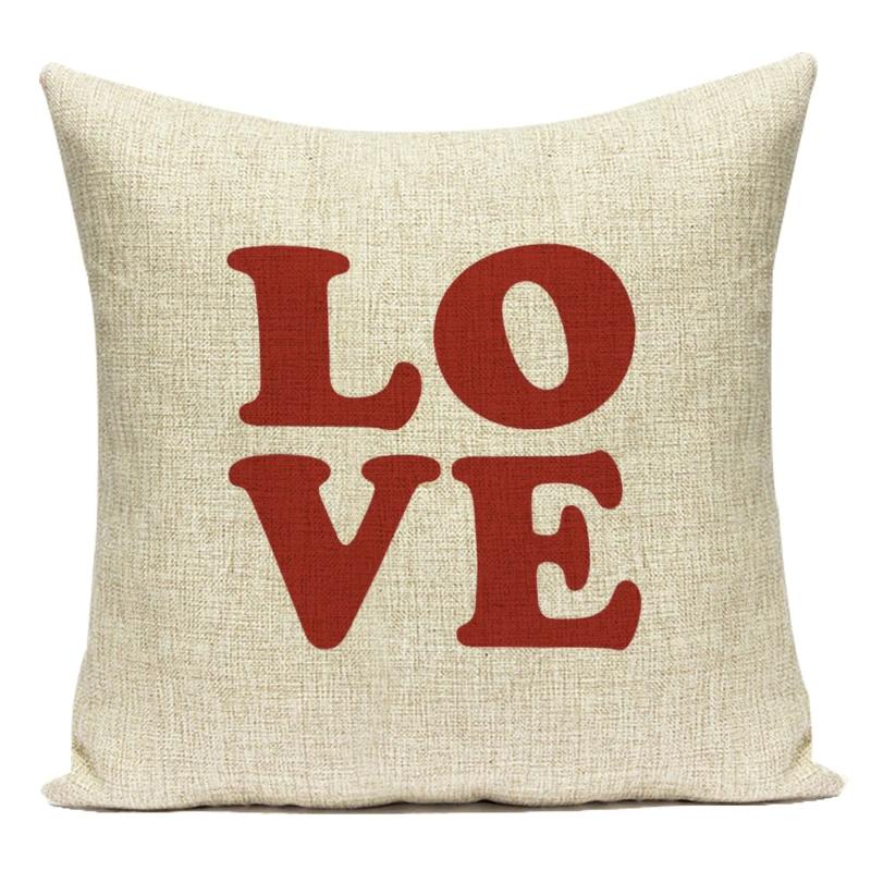 Love Heart Pillow Cover Valentine Day Love You Letters Cushion Cover Home Decor Sofa Bed Wedding Party Decor Pillowcase