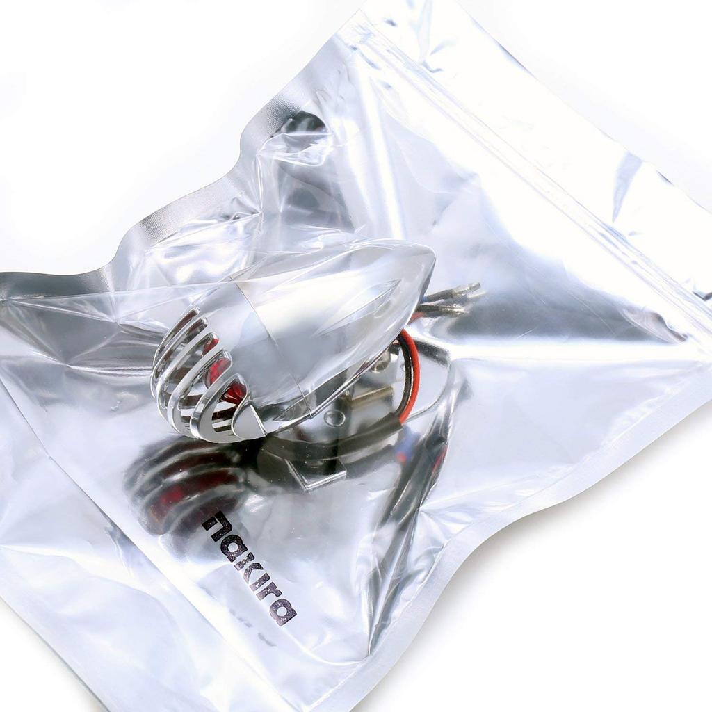nakira Motorcycle Taillight, Bullet-Shaped, for Magna Shadow SR, TW200, CRF250M, and FTR (NKR1089), Plated Silver