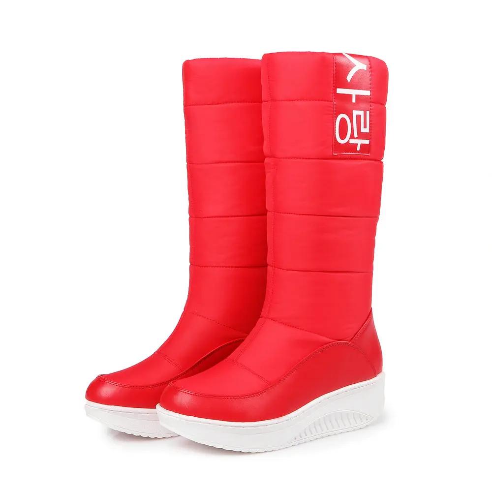 Women Down Snow Boots Cotton Shoes South Korea Style Platform Wedges Mid Calf Boots Female Plush Warm Inner 2025 Fashion