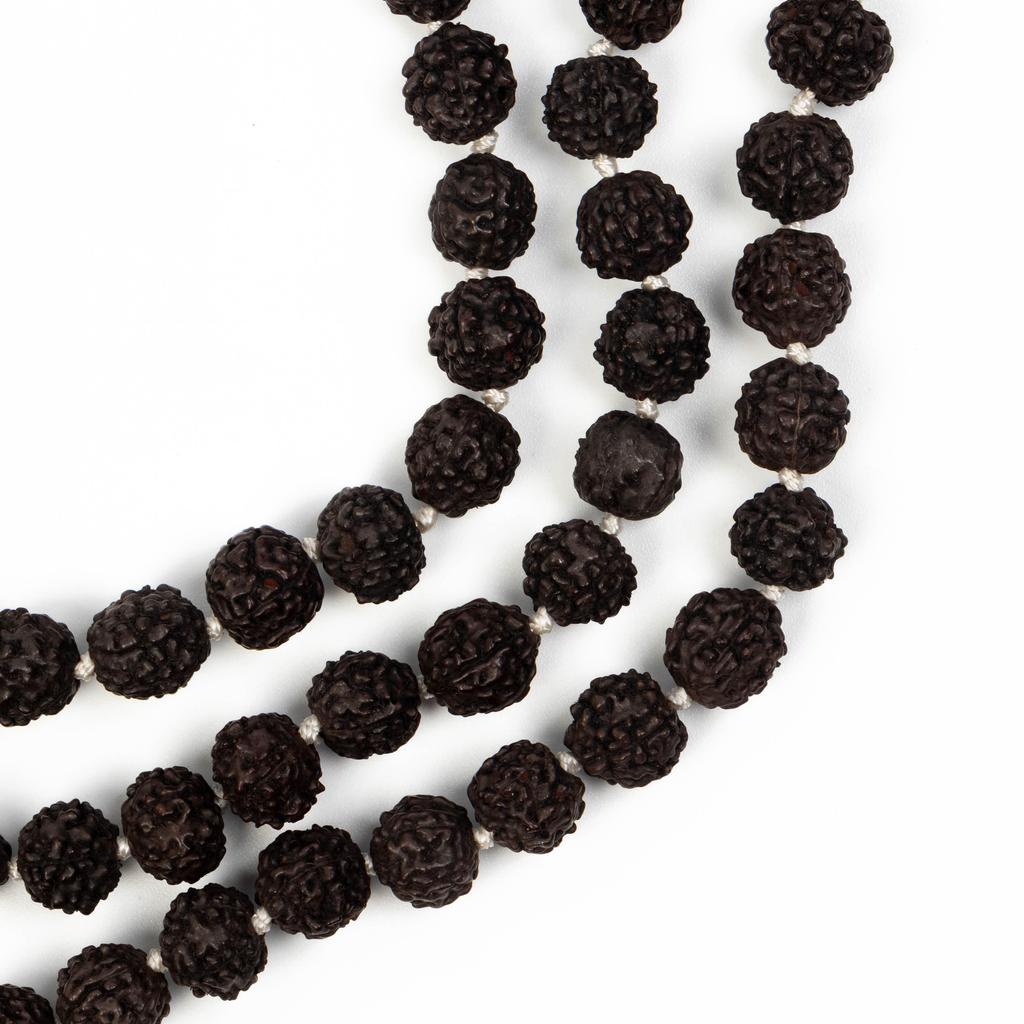 Black Rudraksha Mala 7 MM | Natural Rudraksha Beads Necklace | Meditation and Yoga Beads | Hindu Prayer Necklace | Sacred Jewelry | Unique Gift