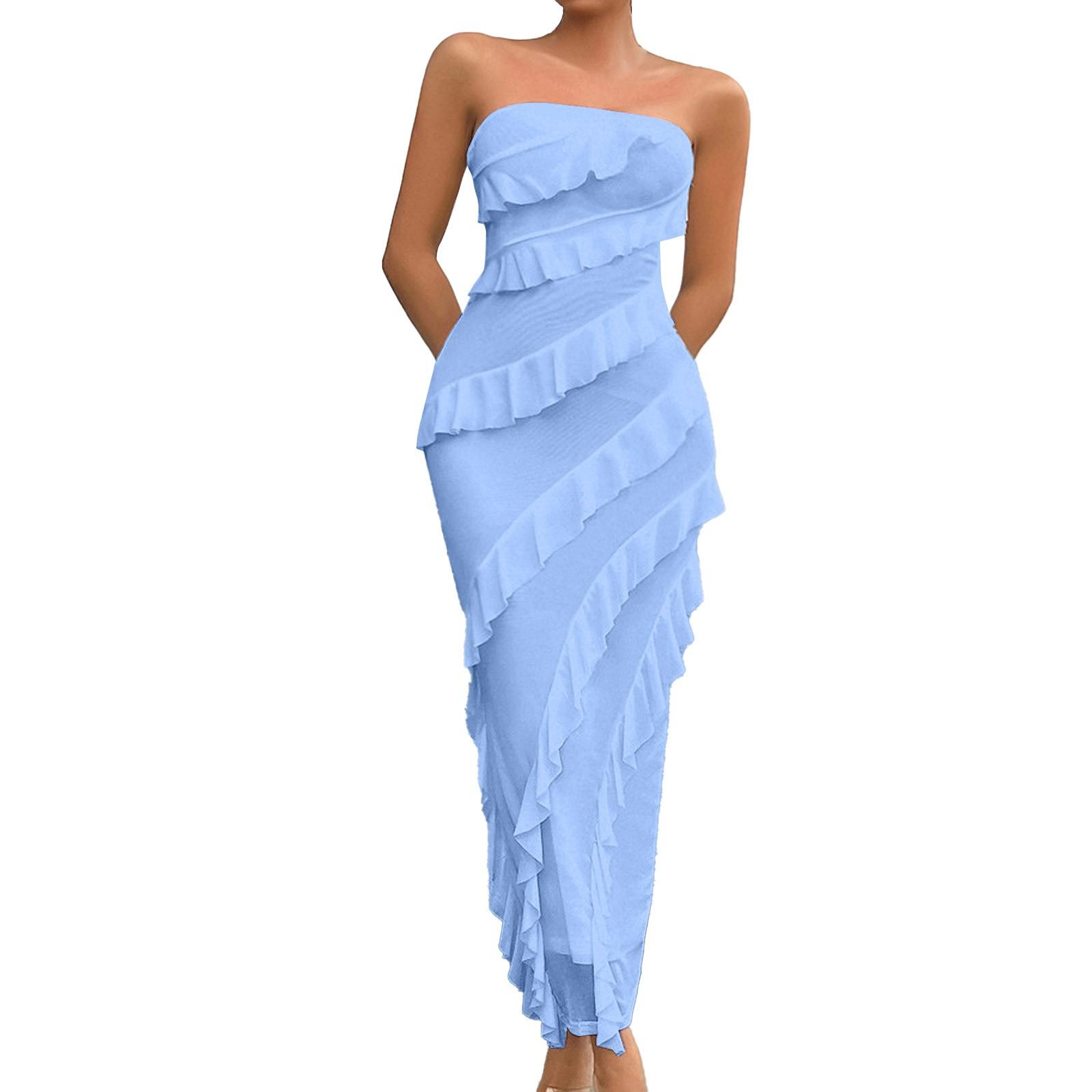 Женское свободное однотонное платье без бретелек с ягодицами и мешковиной, облегающее платье без бретелек M