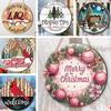 Xmas Gift for Family Christmas Welcome Sign, Pink Tree Round Wooden 2D Farmhouse Decorative Pine Wood Sign Holiday Door Hanging Decor Indoor