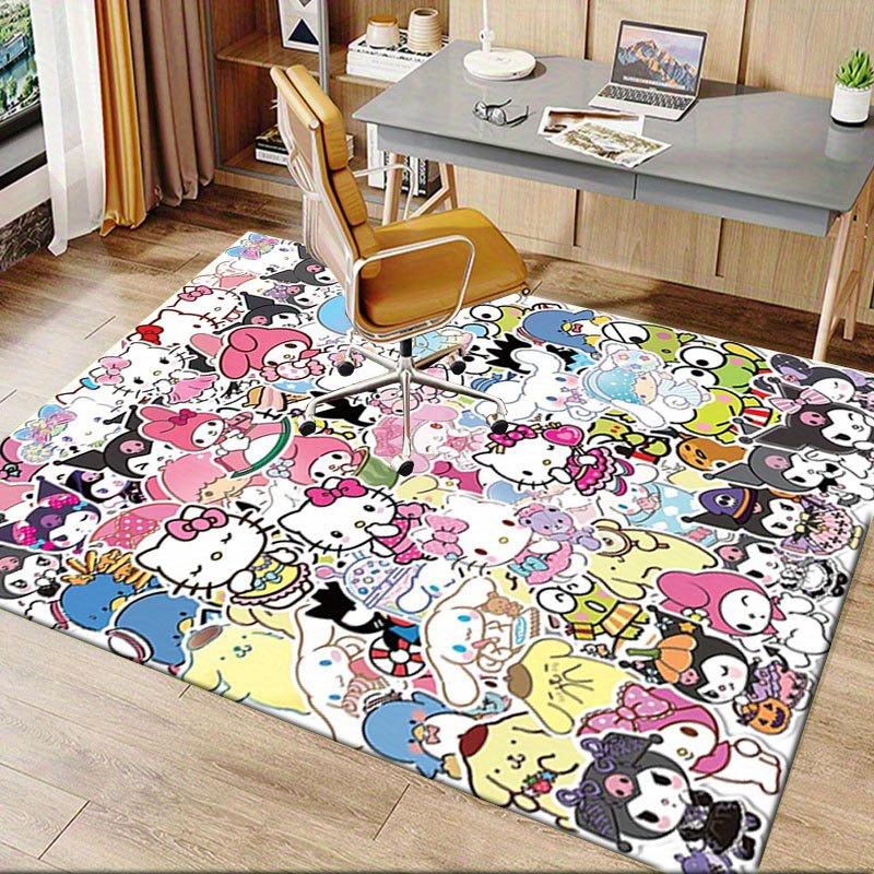1pc Sanrio Hello Kitty Mermaid Printed Office Carpet Rectangle Rug Under The Table,Perfect Room Decor for Living Room, Bedroom, Kitchen, Non-slip Floo