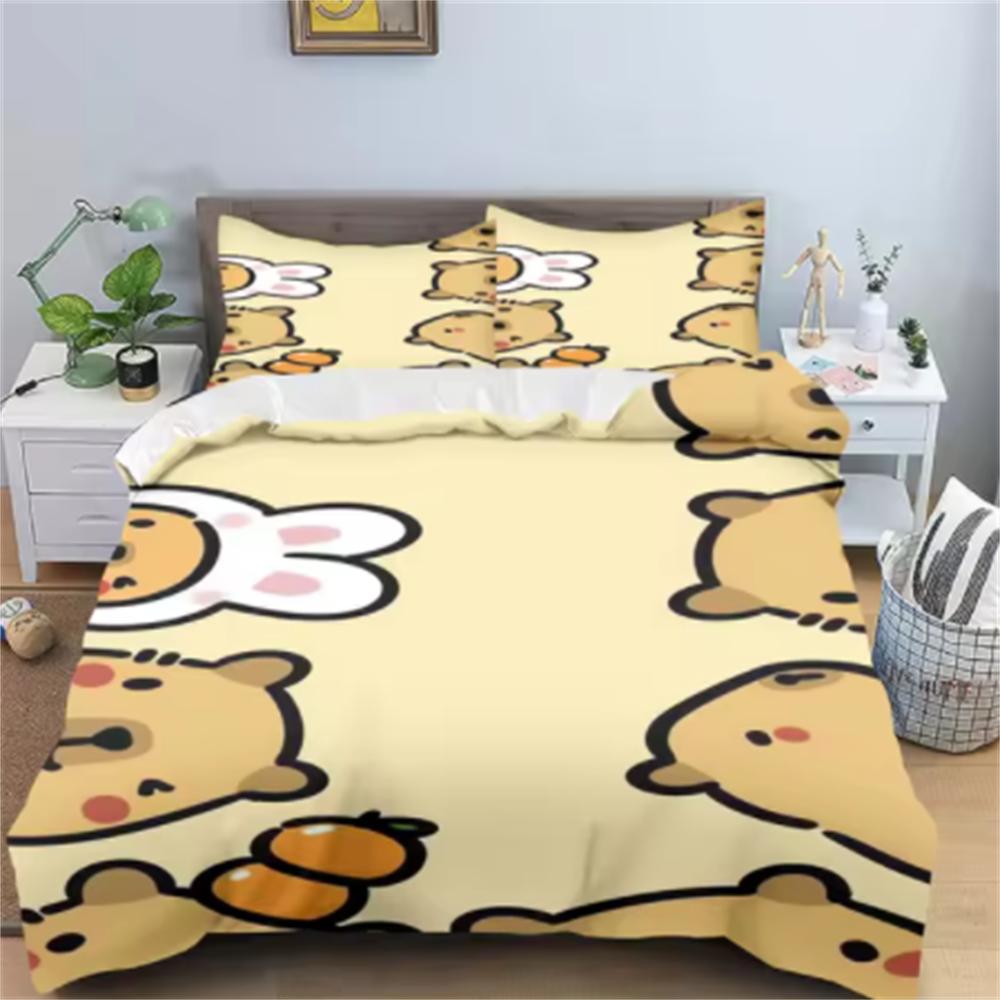 Capybaras Duvet Cover Anime Bedding Pillowcase Printed General Children And Adult Set Queen Size Reactive Printing Quilt