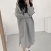Autumn Winter Hooded Dresses for Women Baggy Korean Style Long Hoodie Gray Dresses