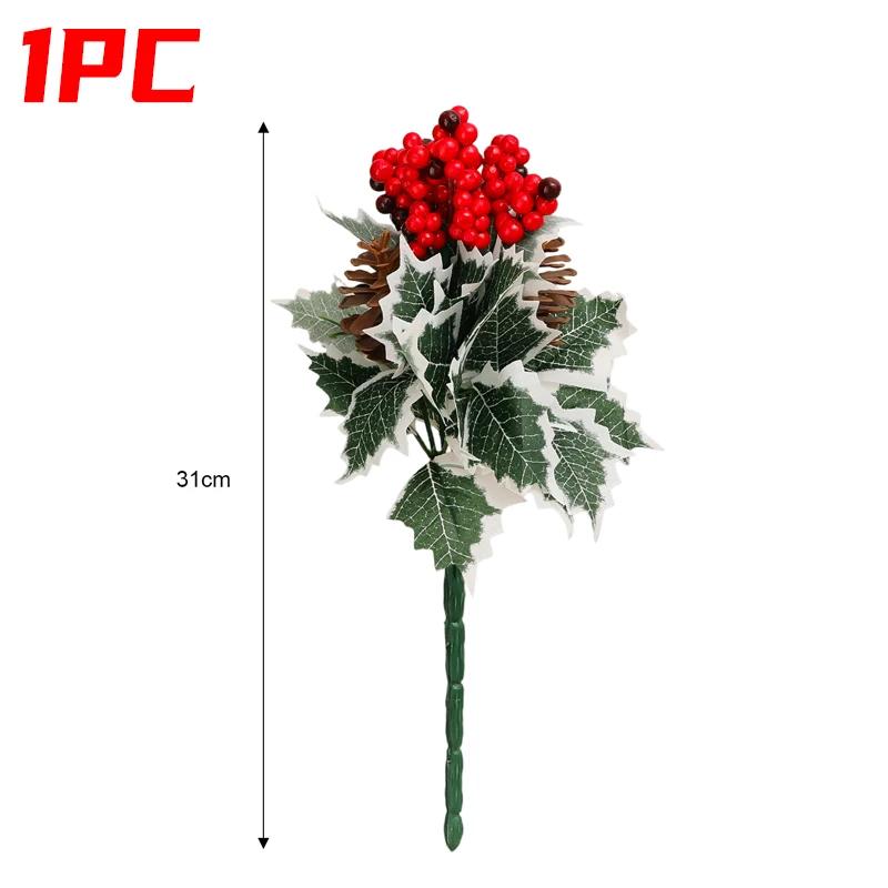 

Christmas Artificial Flowers Bouquet Red Fake Holly Berry Pine Cones Branches for Vase Garden Home Party Decoration Xmas Gift