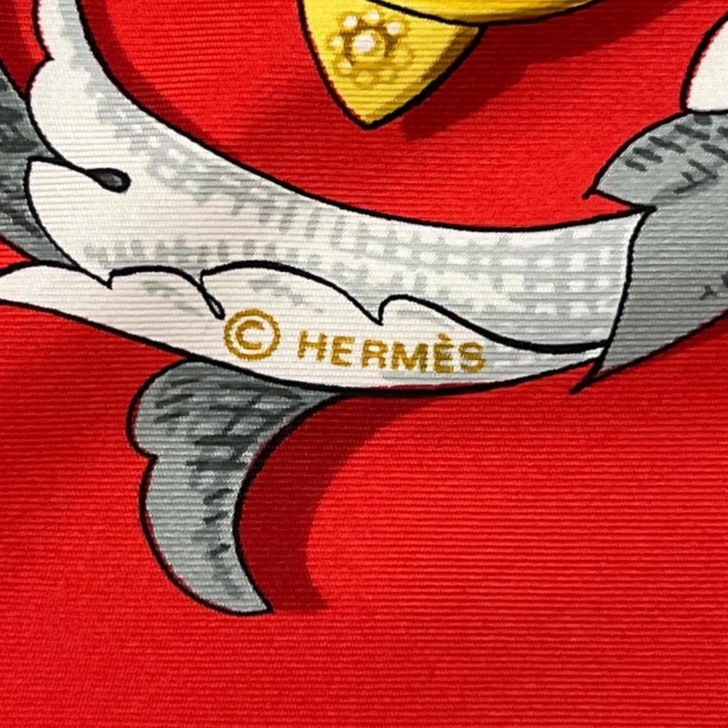 HERMES Calle 90 scarf Red Women LE MORS À LA CONNÉTABLE (The elegance of the bridle) used